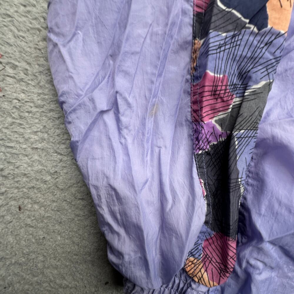 Vintage 90s Runabout Floral Purple Windbreaker Jacket Womens Medium Cotton Lined - Picture 8 of 10